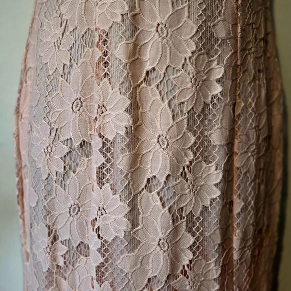 Maniju Pink Lace Feminine Floral Gown - Picture 4 of 8